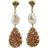 Panacea Cultured Freshwater Pearl & Crystal Beaded Drop Earrings In Brown