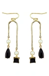 Panacea Cultured Freshwater Pearl & Crystal Drop Earrings In Black