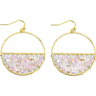 Panacea Cultured Freshwater Pearl Beaded Circle Drop Earrings In Gold