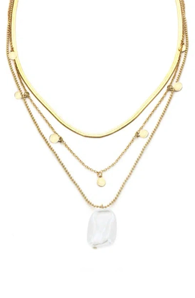Panacea Cultured Freshwater Pearl Layered Necklace In Gold