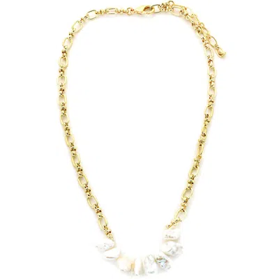 Panacea Cultured Freshwater Pearl Necklace In Gold