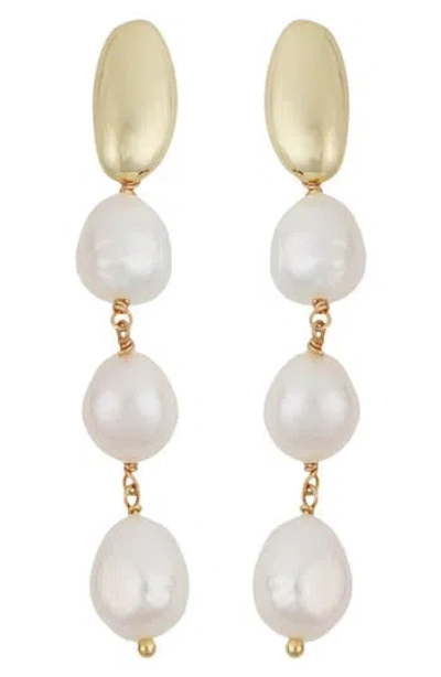 Panacea Cultured Pearl Linear Drop Earrings In Gold