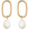 Panacea Cultured Pearl Oval Drop Earrings