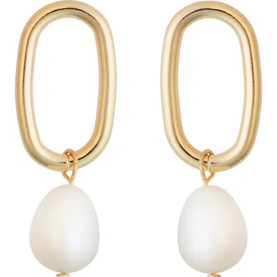 Panacea Cultured Pearl Oval Drop Earrings