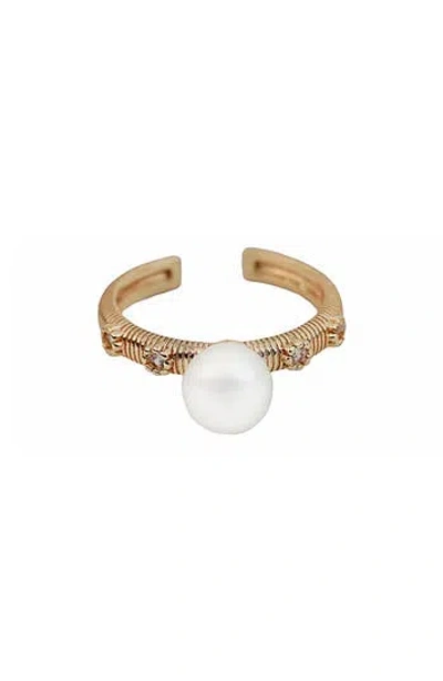 Panacea Cultured Pearl Ring In Gold