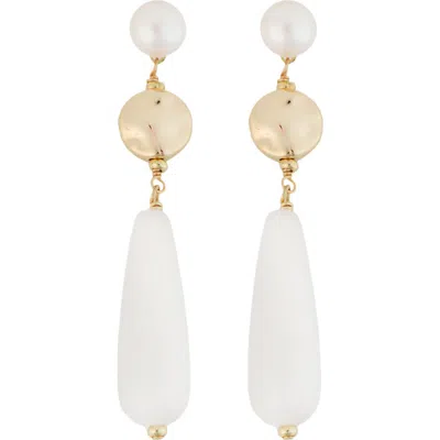 Panacea Cultured Pearl Teardrop Earrings In Gold
