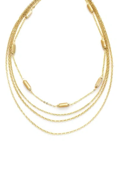 Panacea Cylinder Stone Layered Necklace In Gold