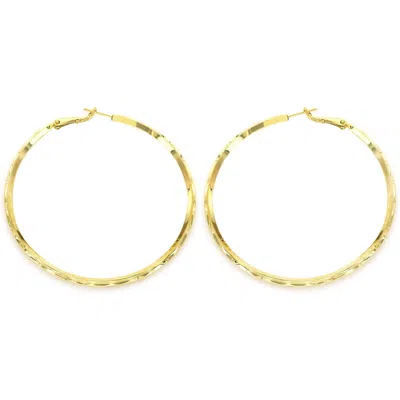 Panacea Diamond Cut Slender Hoop Earrings In Gold