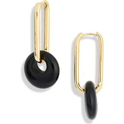 Panacea Disc Drop Hoop Earrings In Black