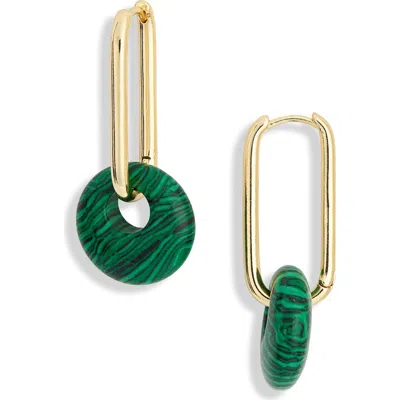 Panacea Disc Drop Hoop Earrings In Green