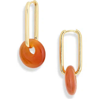 Panacea Disc Drop Hoop Earrings In Red