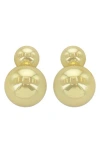 Panacea Double Ball Drop Earrings In Gold
