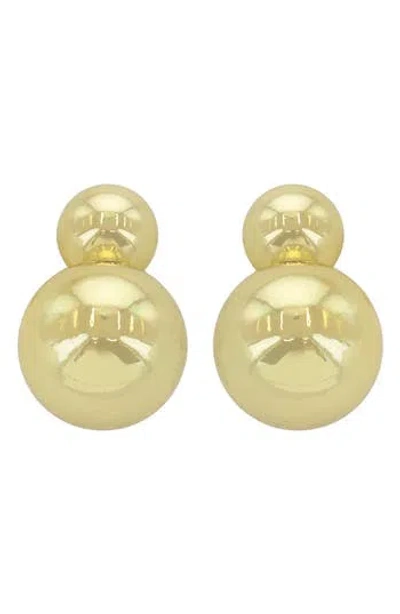 Panacea Double Ball Drop Earrings In Gold