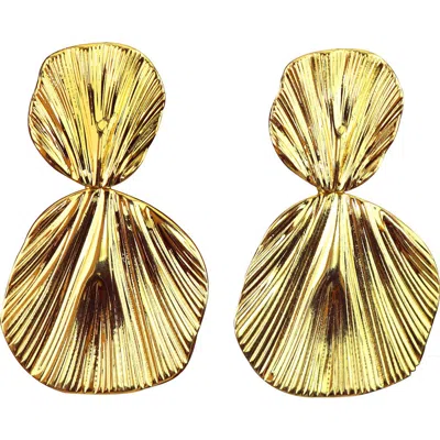 Panacea Double Circle Ridged Drop Earrings In Gold