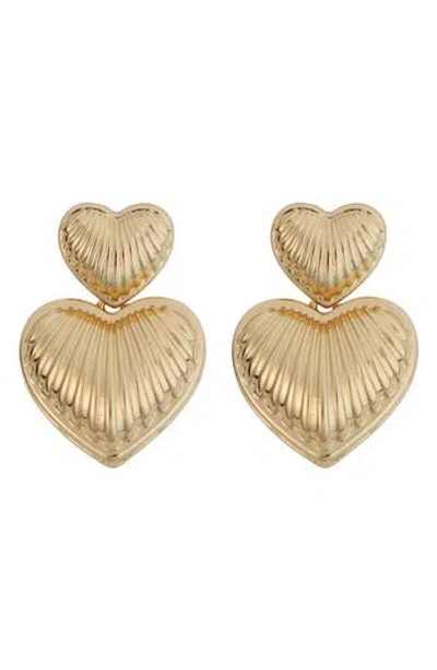 Panacea Double Heart Drop Earrings In Gold