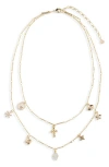 Panacea Double Row Charm Necklace In Gold
