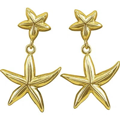 Panacea Double Starfish Drop Earrings In Gold