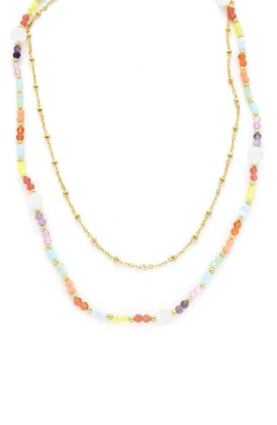 Panacea Double Strand Chain & Bead Necklace In Multi