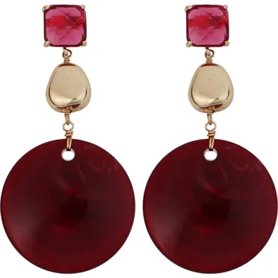 Panacea Faceted Glass & Resin Drop Earrings In Burgundy