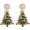 Panacea Faux Pearl & Crystal Christmas Tree Drop Earrings In Multi
