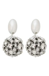 Panacea Faux Pearl & Crystal Drop Earrings In Brown