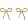 Panacea Faux Pearl Center Crystal Bow Drop Earrings In Gold
