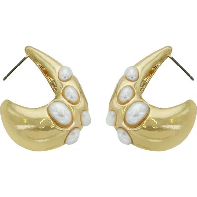 Panacea Faux Pearl Chunky Hoop Earrings In White