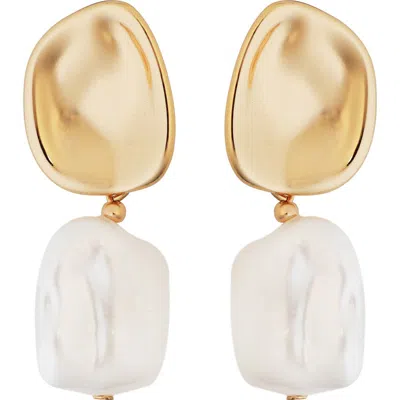 Panacea Faux Pearl Drop Earrings In White