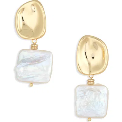 Panacea Faux Pearl Drop Earrings In Gold