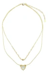 Panacea Faux Pearl Heart Pendant Layered Necklace