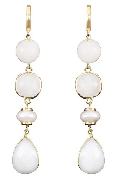 Panacea Faux Pearl Linear Drop Earrings In White