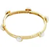 Panacea Faux Pearl Stretch Bangle Bracelet In White