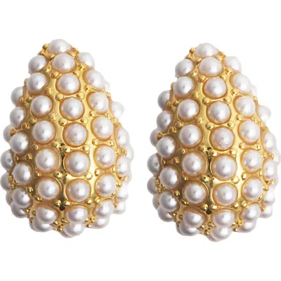 Panacea Faux Pearl Teardrop Earrings In Gold