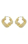 Panacea Faux Pearl Twist Hoop Earrings In Gold