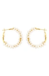 Panacea Faux Pearl Wrapped Hoop Earrings