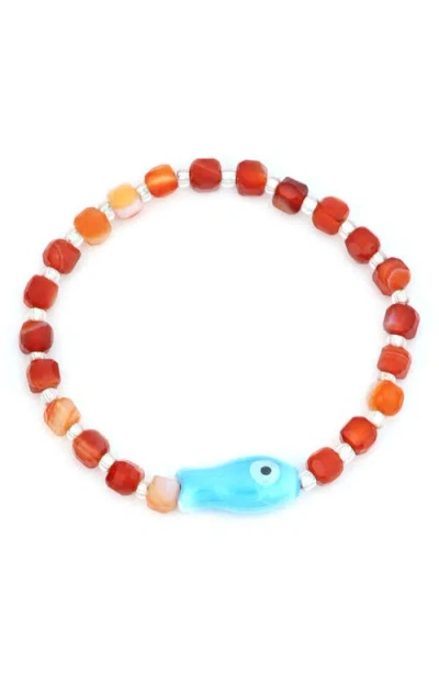 Panacea Fish Beaded Stretch Bracelet In Red
