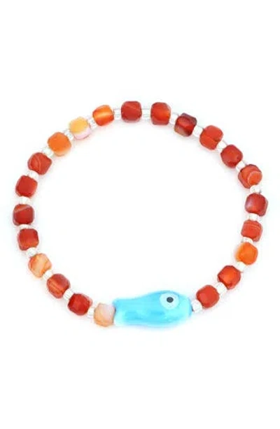 Panacea Fish Beaded Stretch Bracelet In Red