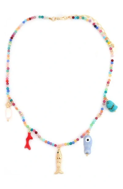 Panacea Fish Charm Necklace In Multi