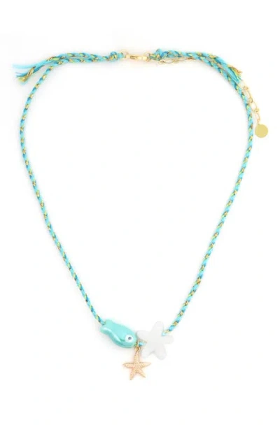 Panacea Fish Pendant Necklace In Blue