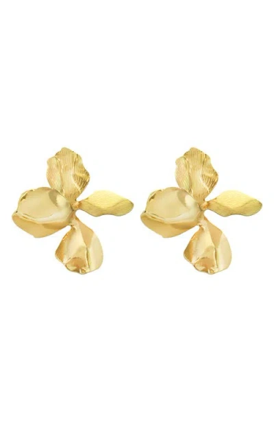 Panacea Flower Drop Earrings In Gold