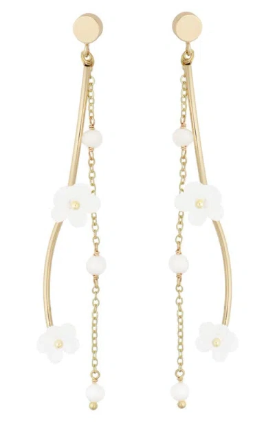 Panacea Flower Linear Drop Earrings In Gold