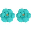 Panacea Flower Stud Earrings In Blue