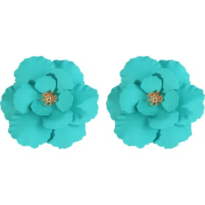 Panacea Flower Stud Earrings In Blue
