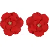 Panacea Flower Stud Earrings In Red