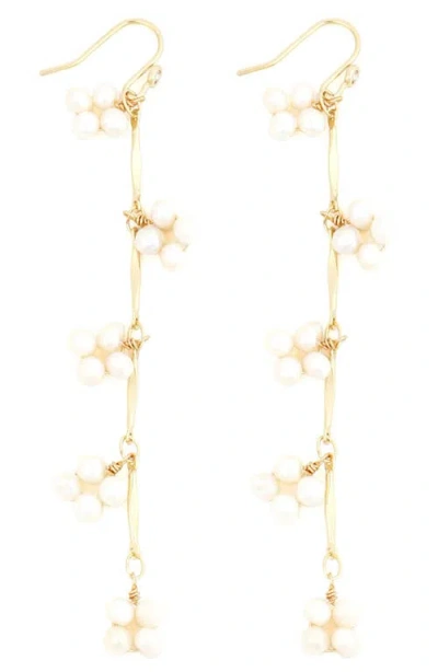 Panacea Freshwater Pearl Linear Drop Earrings In Gold