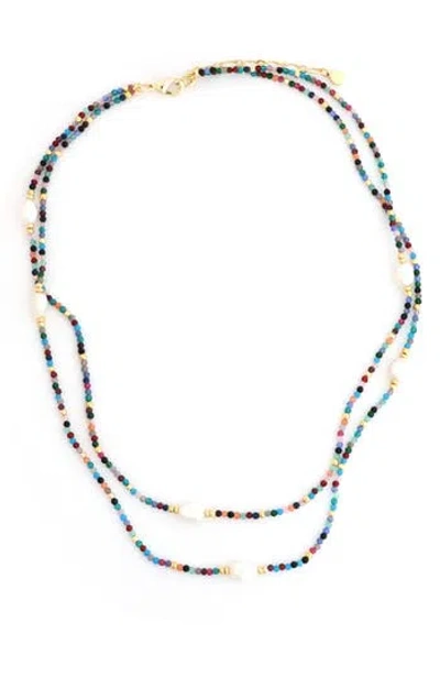 Panacea Freshwater Pearl Multicolor Beaded Layered Necklace In Blue