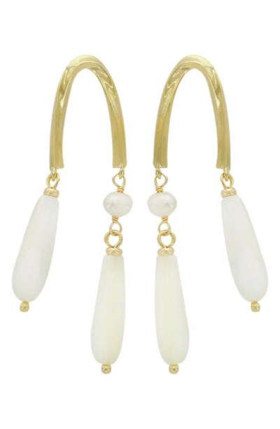 Panacea Freshwater Pearl U-shape Teardrop Earrings In Gold