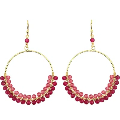 Panacea Fuchsia Beaded Circle Drop Earrings