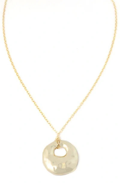Panacea Gold Hammered Long Circle Pendant Necklace