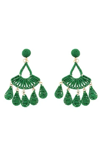 Panacea Green Raffia Drop Earrings
